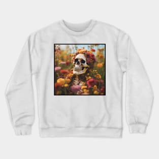 Creepy Skeleton Flower Cartoon Vintage Crewneck Sweatshirt